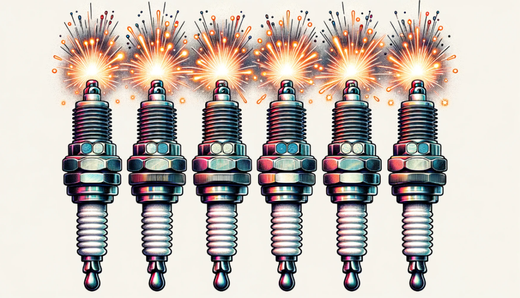 A row of firing spark plugs - illustration